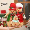 Warm Atmosphere Desktop Decorations Christmas Plush Gingerbread Man Figures with Hat Scarf Cute Stuffed Family Window Display Accents of 3