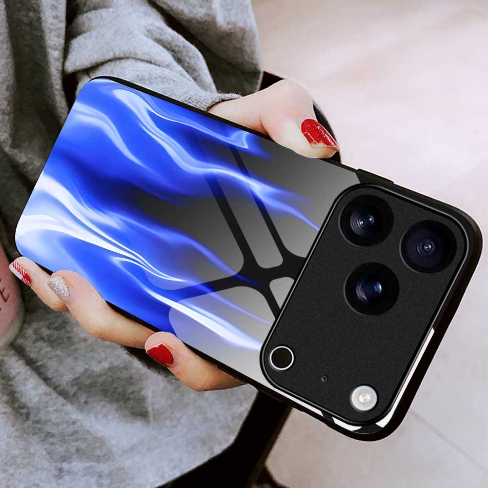 For iPhone 17 Pro Max Case Anti Drop TPU PC Tempered Glass Pattern Printing Phone Back Cover