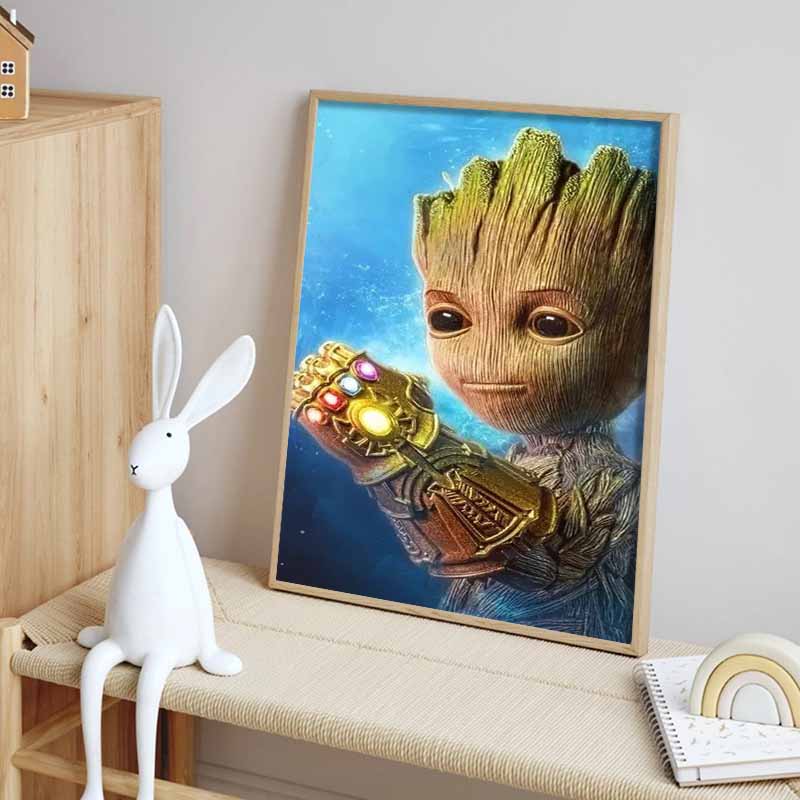 Disney Diamond painted Groot Infinity Gauntlet Creative Fan Art Illustration 5D DIY RhinestoneandDiamondEmbroiderycrossstitchHomeandWeddingDecorations