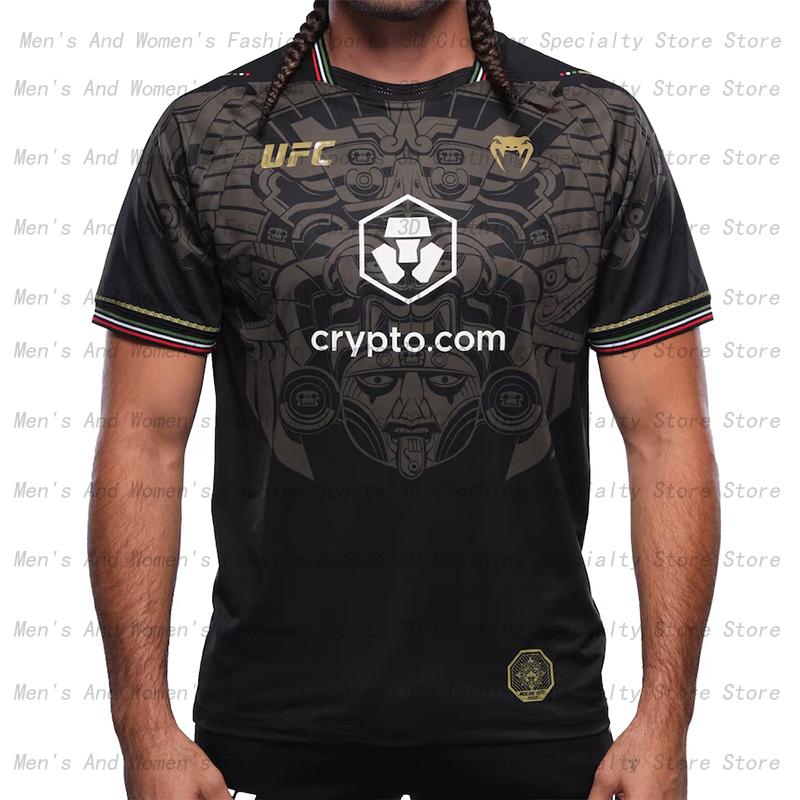 UFC World Boxing T-shirt Fighting Wrestling Match Top 3D Quick Drying Boxing Suit Men's and Women's Extreme Sports Short Sleeves