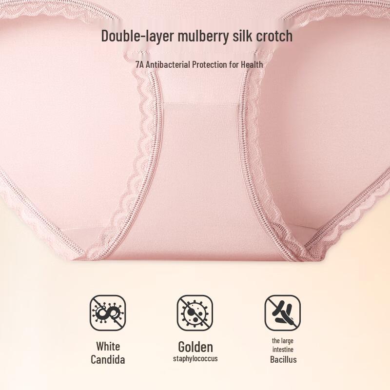 Women's High-Waist 100% Mulberry Silk Antibacterial Seamless Briefs