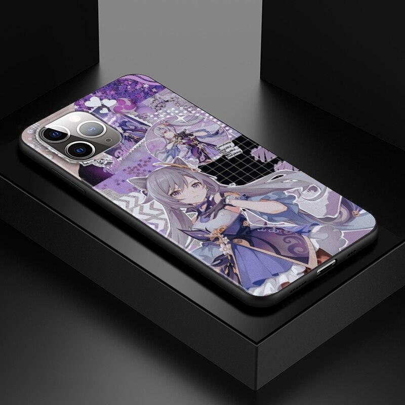 Genshin wpływ na Apple iPhone 13 12 11 SE XS XR X 7 8 6 5 S mini Plus Pro MAX 2020 miękki czarny futerał na telefon
