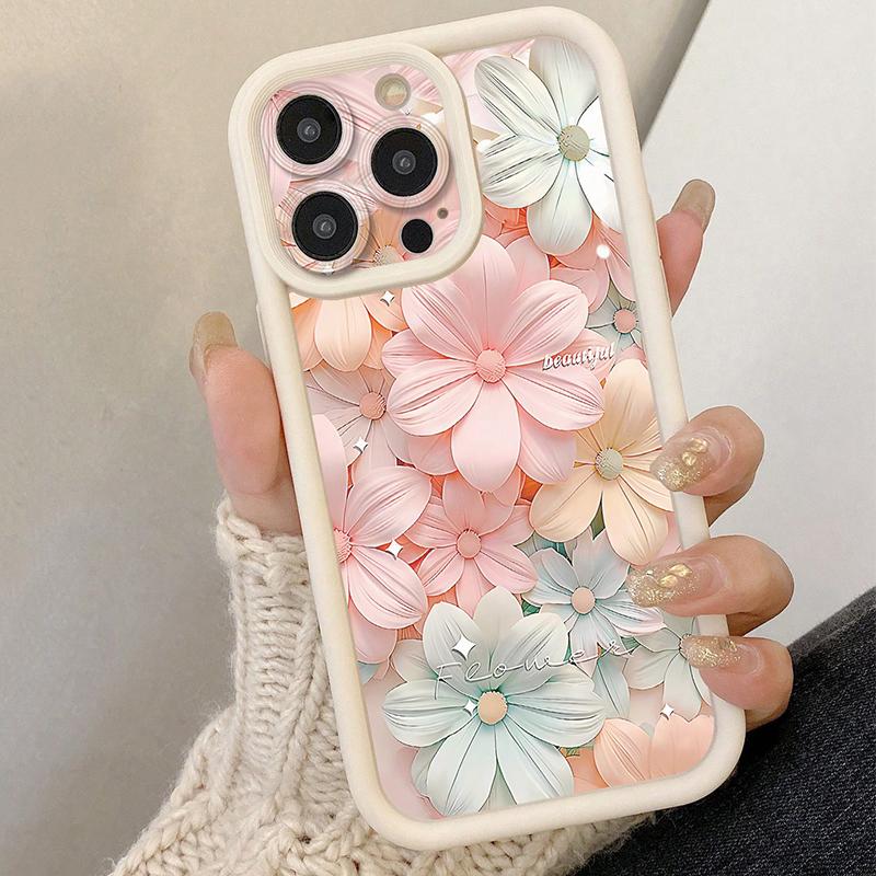 

Pink Flower Pattern Design Full Camera Protection Phone Case For iPhone 17 16 15 14 13 12 11 Pro Max XS X XR 7 8 Plus 16E Cover iPhone SE (2020)