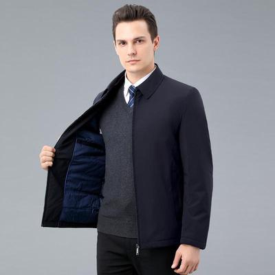 Men's Winter Lapel Lightweight Down Jacket – Warm, Zipper Outerwear for Middle-Aged Dads
