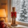 Festive Home Decor Accessories Resin Christmas Nutcracker Ornament with Red Bow Decor Decorative Tabletop Statues Figurine for Living Room