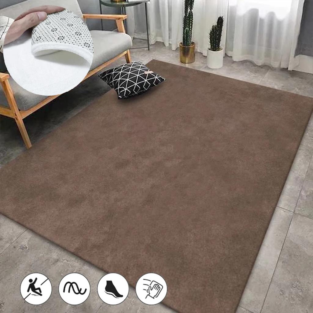 Solid Color Simple Living Room Carpets Light Luxury Art Rugs for Bedroom Decor Large Size Lounge Mat Thickened Flannel Carpet