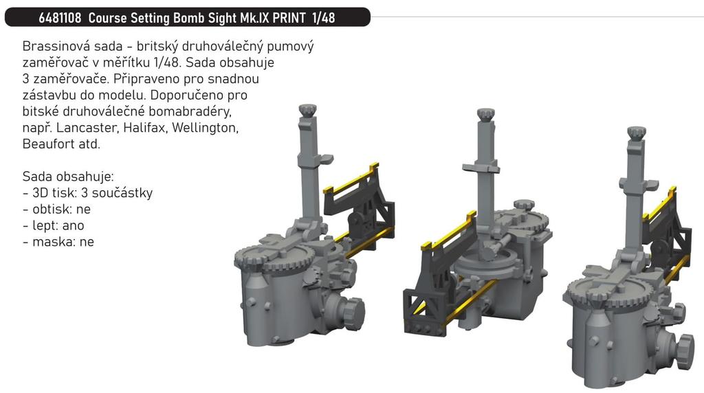Eduard WW2 British Air Force Vector Bombsight 3 Pieces Plastic Model Parts EDU6481108 1/48 Mk.IX (Airplane)