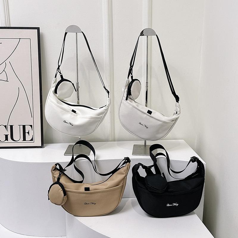 Sportlicher Damen-Messengerbag, schlichte einfarbige Mode-Umhängetasche, sportliche und lässige Studenten-Canvas-Knödeltasche