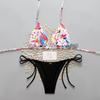 Colorful Graffiti Print Color Block Two-Piece Bikini - Sexy European & American Beachwear