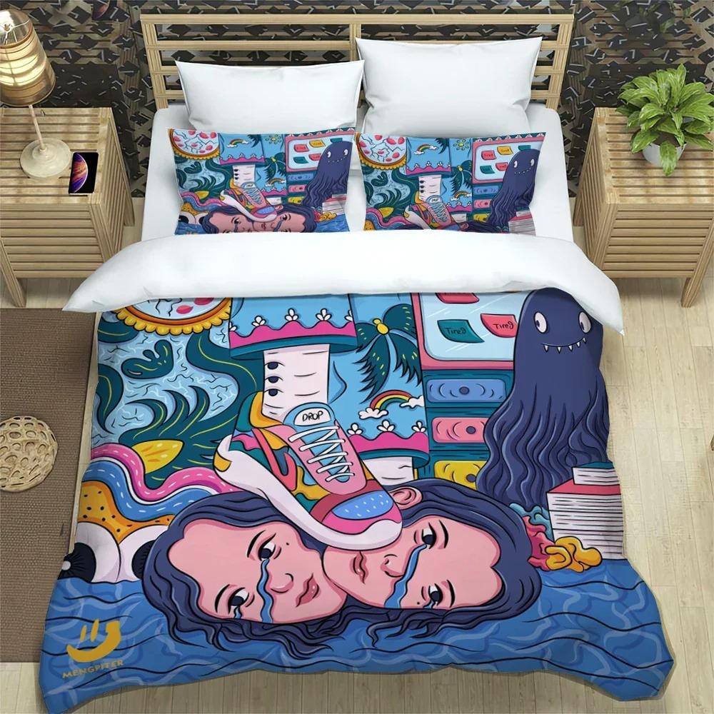 American carton ilustration Print Polyester Beding SetsChildren or Adult Peoples for Beds Comfortable Quilt Cover