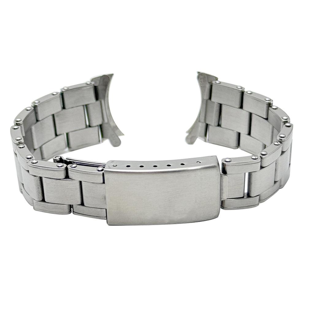 Stainless Steel Vintage-Style Rivet Watch Band for Rolex Air King with Three-Link Design and Turtleback Folding Clasp, 19mm.