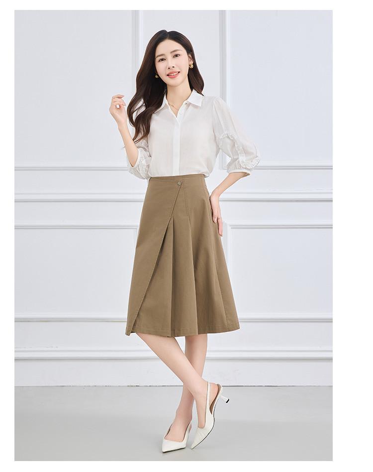 Umbrella Skirt Summer Style Commuting Age Reduction Solid Color Medium to Long Women's Half length Skirt