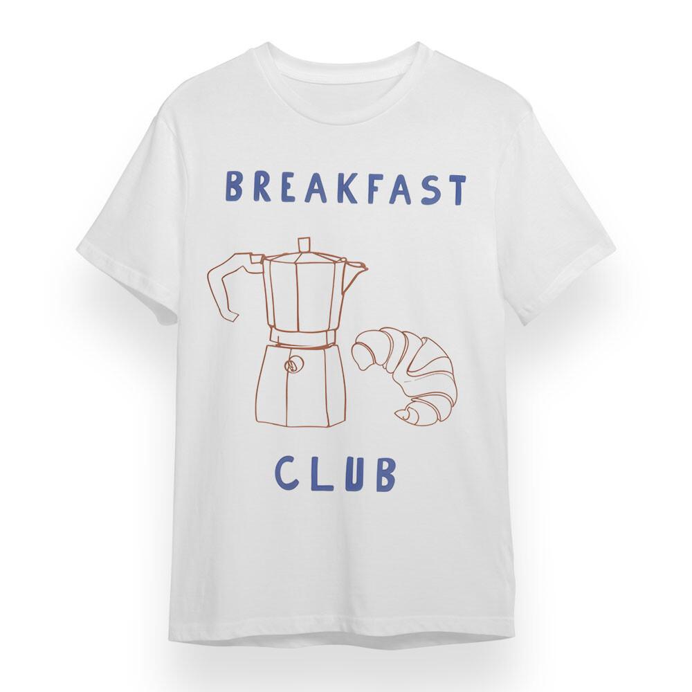

Women s Oversize T-shirt With Breakfast Club Graphic Unisex White Cotton Tee USA L
