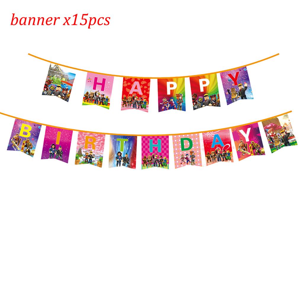 Roblox Birthday Party Decorations Supplie Game Celebration Balloons Disposable Tableware Cup Plate Baby Shower Toys Round Sensory Compression Bouncy