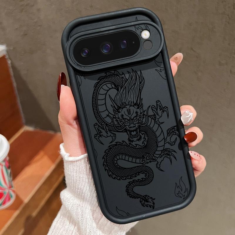 

Матовый чехол из ТПУ с рисунком неземного дракона для Google Pixel 9 Pro XL 8 Pro 8A с рисунком розы и змеи, мягкий противоударный чехол для телефона Google Pixel 9 чёрный