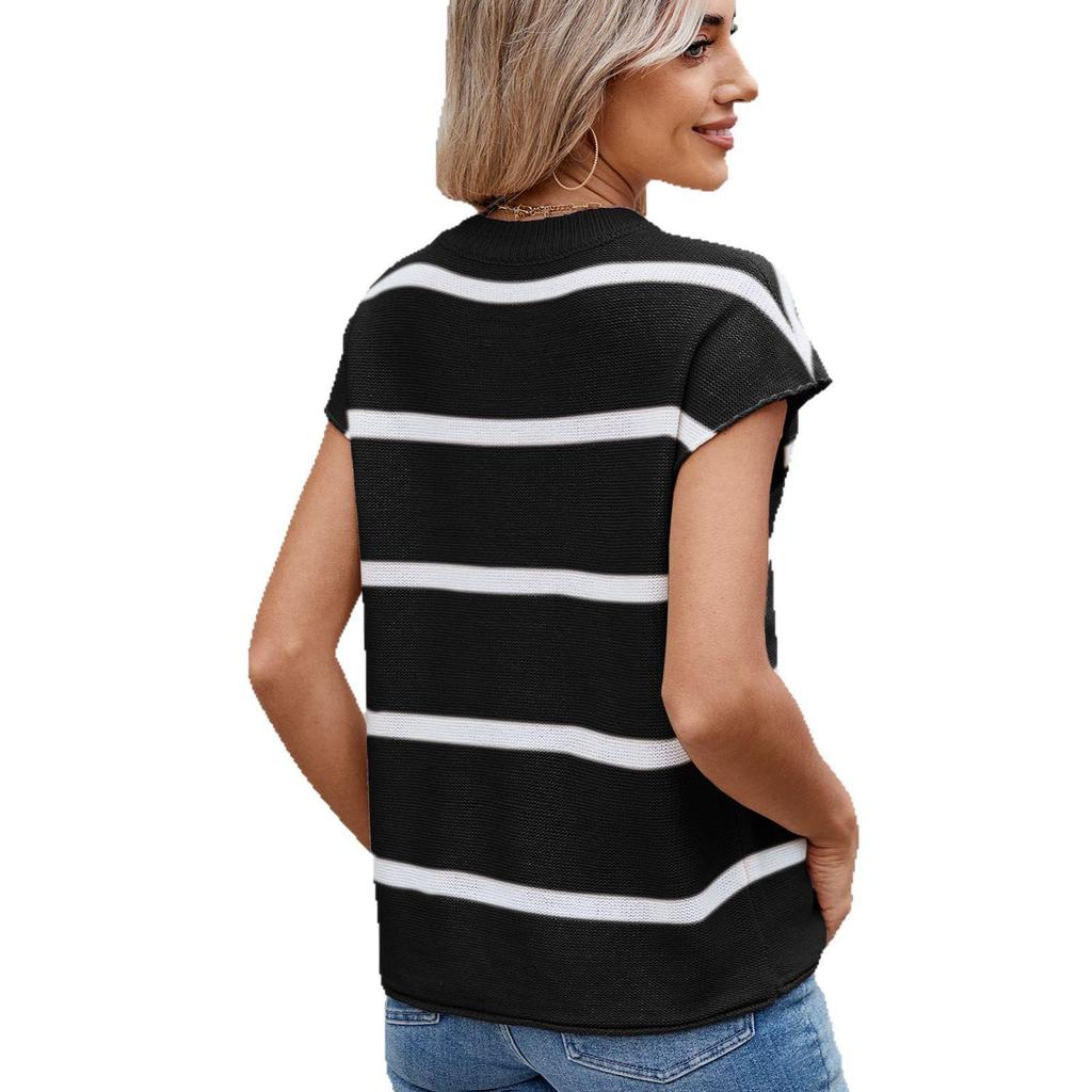 Women's Summer Round Neck Short Sleeve Knit Sweater Pullover Vest