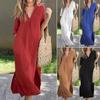 2025 European & American Spring/Summer Women's Solid Color V-Neck Evening Gown