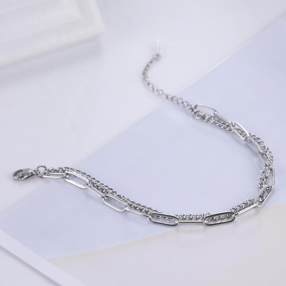Paper Clip Chain Link Double Layers Bracelets For Women Men Gold Stainless Steel Bracelet Jewelry Friends Couple