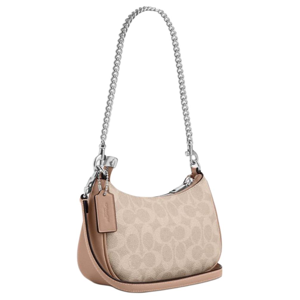 Coach Teri 19 Logo Zip Closure Crossbody Shoulder Bag Small Women bags Milk-Tea CW323-SVPWH