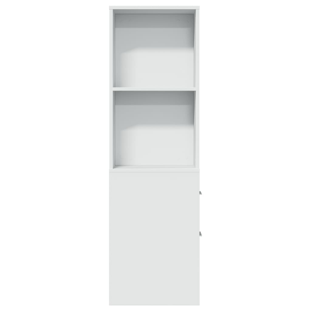 Narrow Bathroom Cabinet with Casters White Particleboard