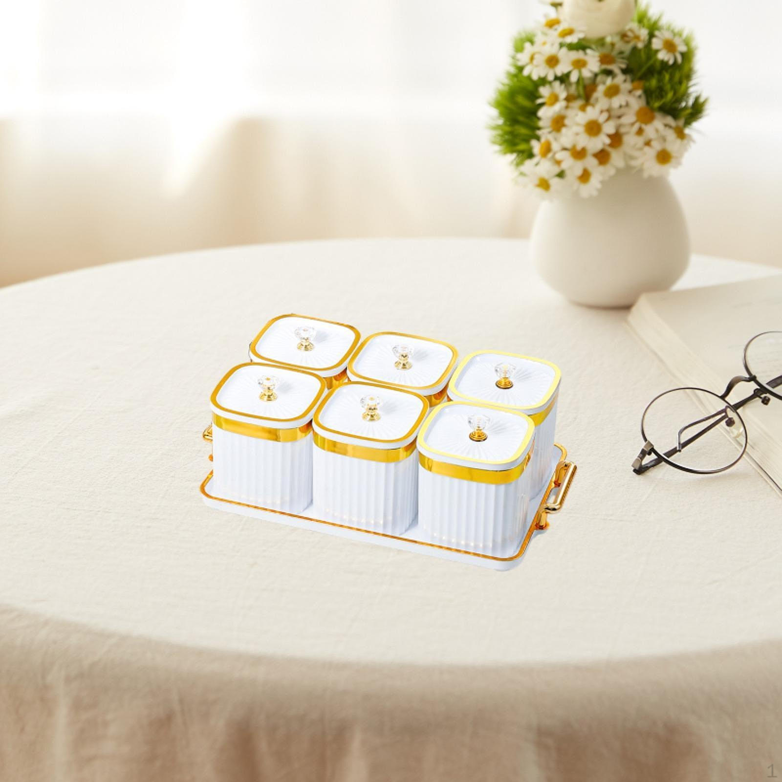 

Коробка для приправ с крышкой и подносом, тарелка для закусок, контейнер для соли и сахара, разделенные сервировочные блюда для