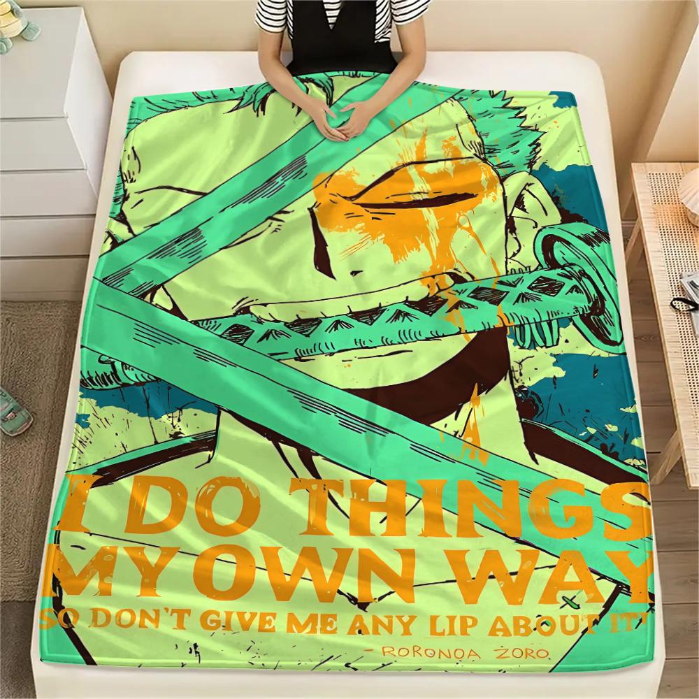 One Piece Charakter Print Flaneldecke, Hohe Qualität, Bequem für alle Jahreszeiten, Heimdekoration, Wärme und Komfort, Perfekt für Weihnachtsgeschenke