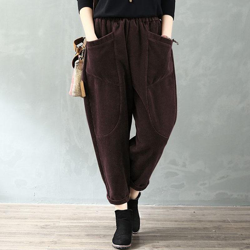 

Зимние повседневные вельветовые шаровары женские модные свободные полосатые толстые спортивные брюки теплые простые элегантные брюки 2XL