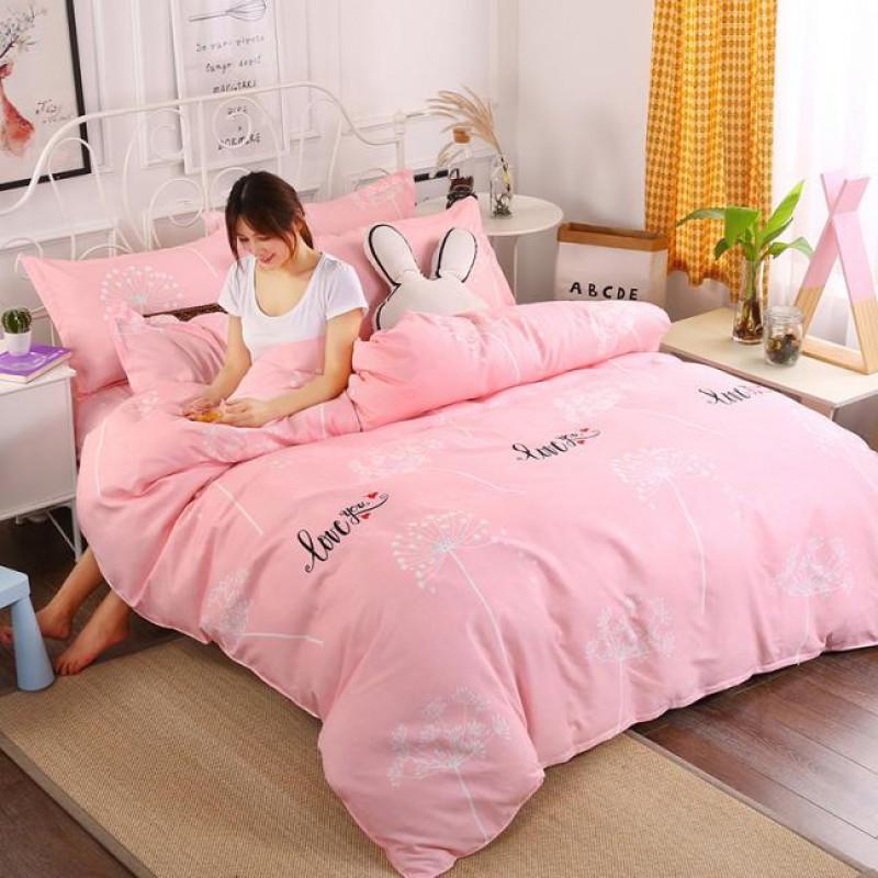Flannel Plant Fiber Bedding Set Duvet Cover Sheet Pillowcase Student Dorm Single Double