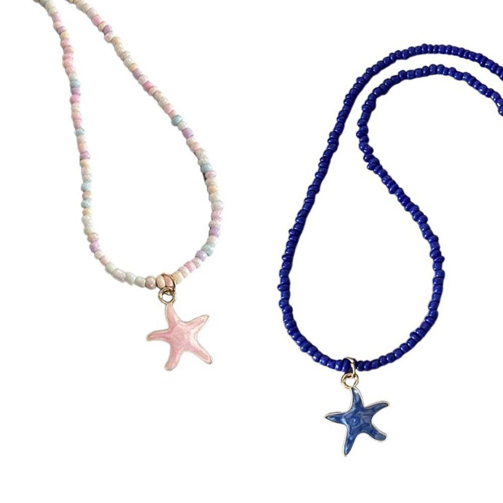 Starfish Spring Summer Necklace Short Neck Choker Chain Cute Pendant Necklace  for Women Girls