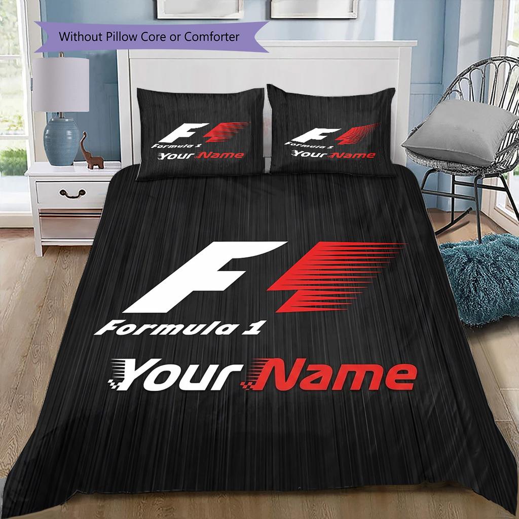 F1 Getriebe Individuelles Namensmuster Bettwäsche Steppdecke Set Bettbezug Kissenbezug Zuhause Geburtstagsgeschenk(1 Bettbezug + 2 Kissenbezüge, ohne Füllung)