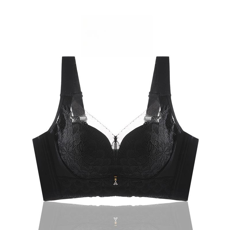 Gather Bra Female Sexy Lace Bra Anti Sagging Side Cinched Accessory Bra No Steel Ring Lace Adjustable Bra