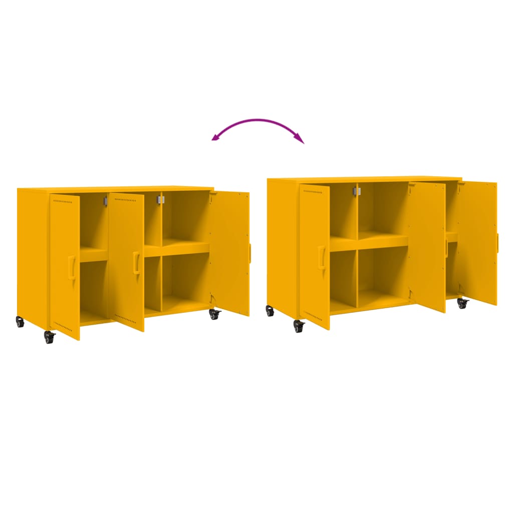 Sideboard Mustard Yellow 100.5 X 39 X 72 Cm Steel