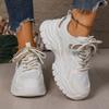 Yueyu Dad Shoes Women 2025 New Thick-soled Wear-resistant Double Net Casual Shoes Large Size Versatile Height-increasing Little White Shoes Women