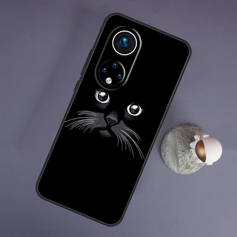 Black Cat Cartoon Cute For Huawei Honor Magic 5 Lite 70 50 X8 X9 a P20 P30 P40 P50 P60 Pro P Smart Nova 9 5T Case