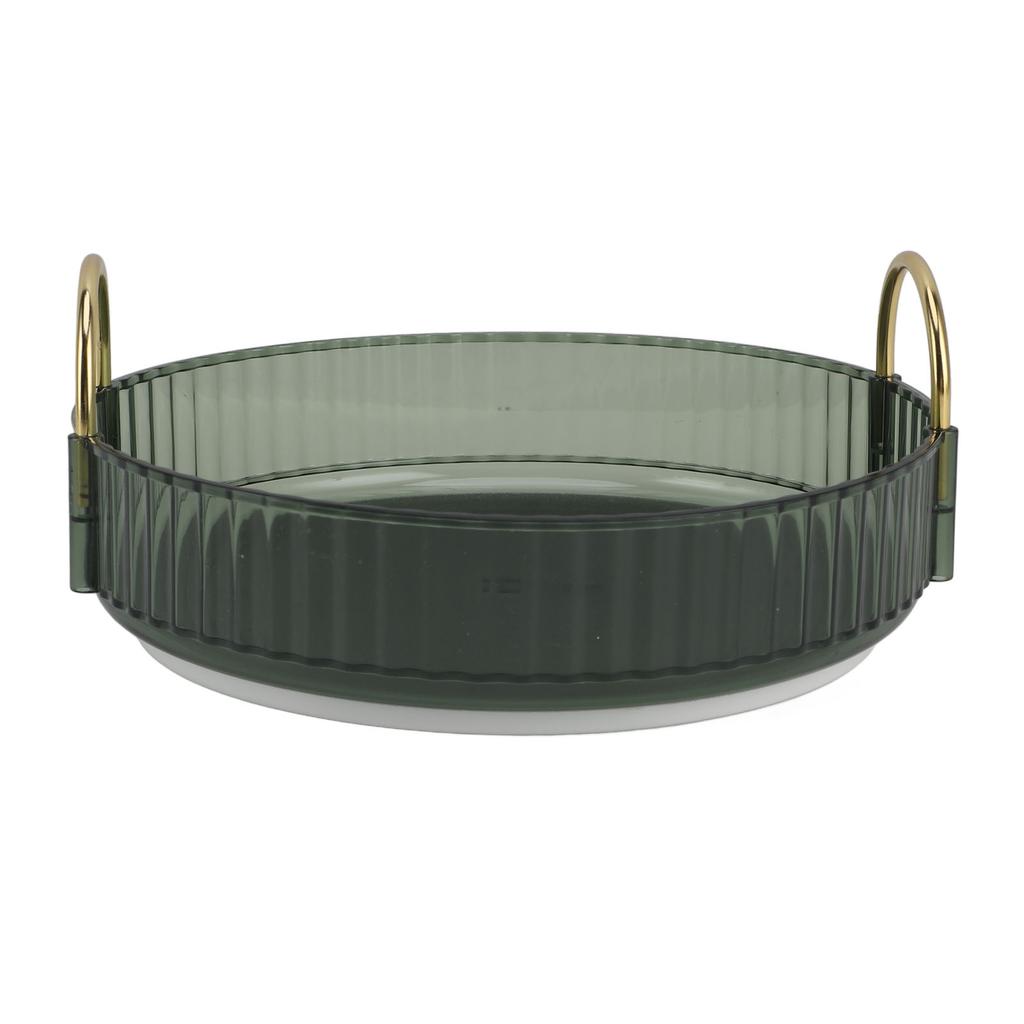 Round Storage Tray 360 Degree Rotating Waterproof Clear Desktop Display Tray with Dual Handles for Bedroom Bathroom