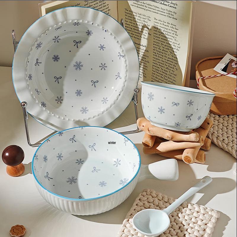 Керамический набор из двух мисок для риса и йогурта «Первый снег»