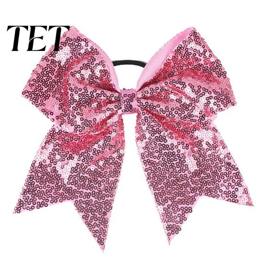 Dance Team Hair Ties Sequins Bows, Elastic Tie, Large Cheerleading Performance Band Ponytail Holder, Glitter Scrunchies for Women Girls Teens