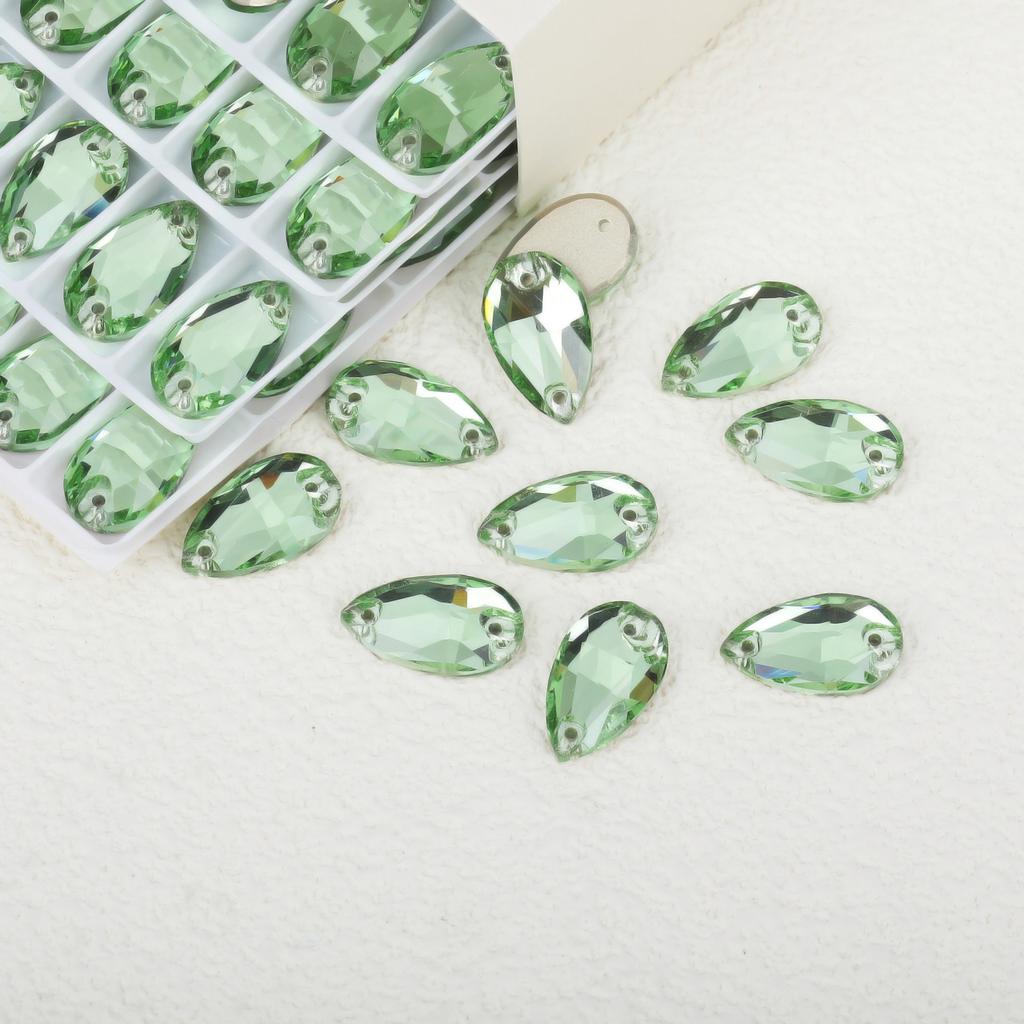 K9 Weichen Glass Boutique Hand-Sewn Drill Flat Bottom Double Hole Water Drop Flat Buckle Ab Special-Shaped Colored Diamond Diy/Double Hole Gem Drill