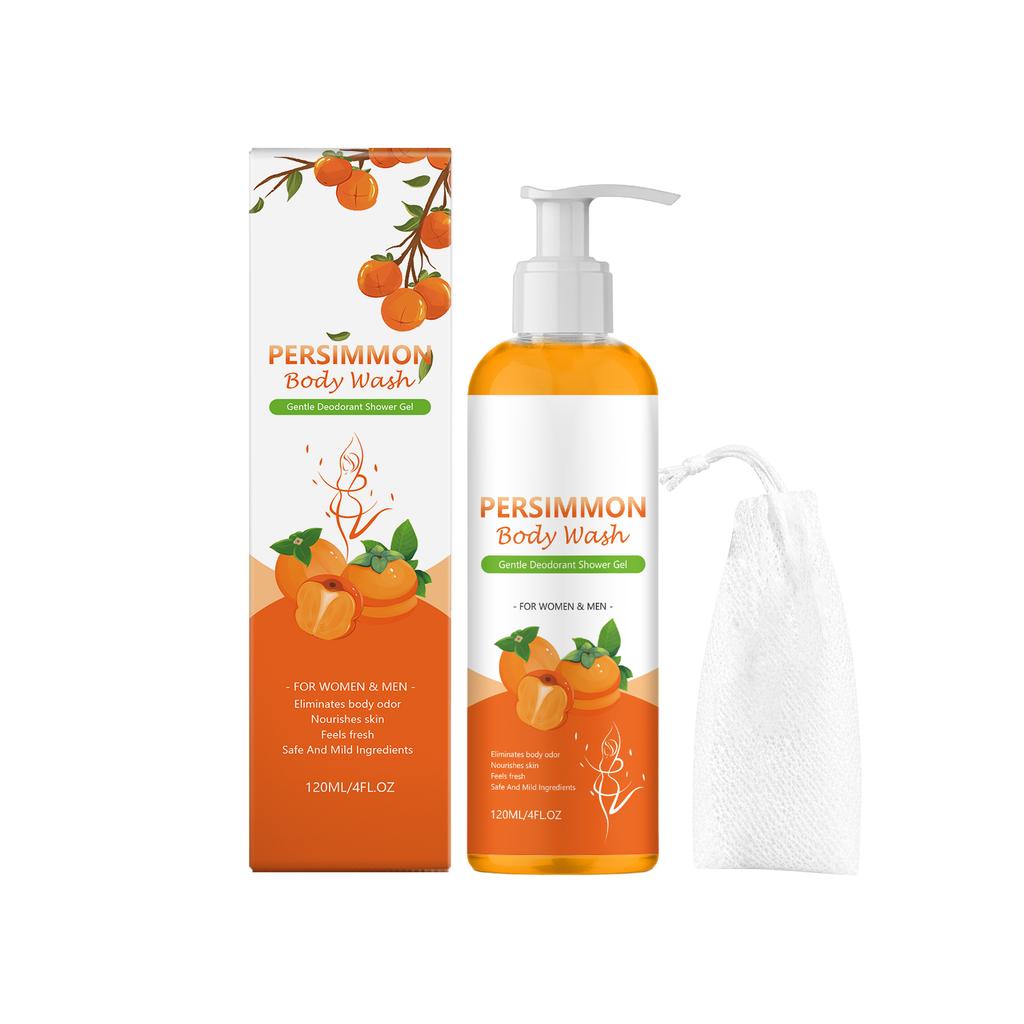 Body Shower Gel Comfortable and Fresh and Dense Foam Persimmon Orange Fragrance Body Skin Cleansing Shower Gel