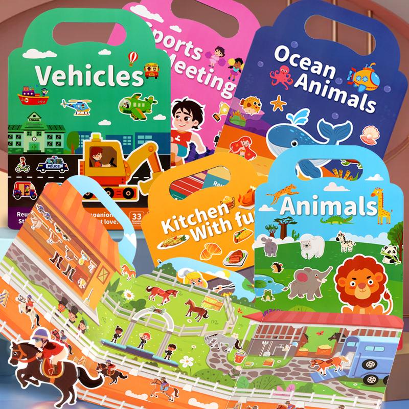 Superior-Grade Reusable First-Class Cartoon Superior-Grade Animal Scene High-Standard Stickers First-Class For Youngsters Self-Assembly