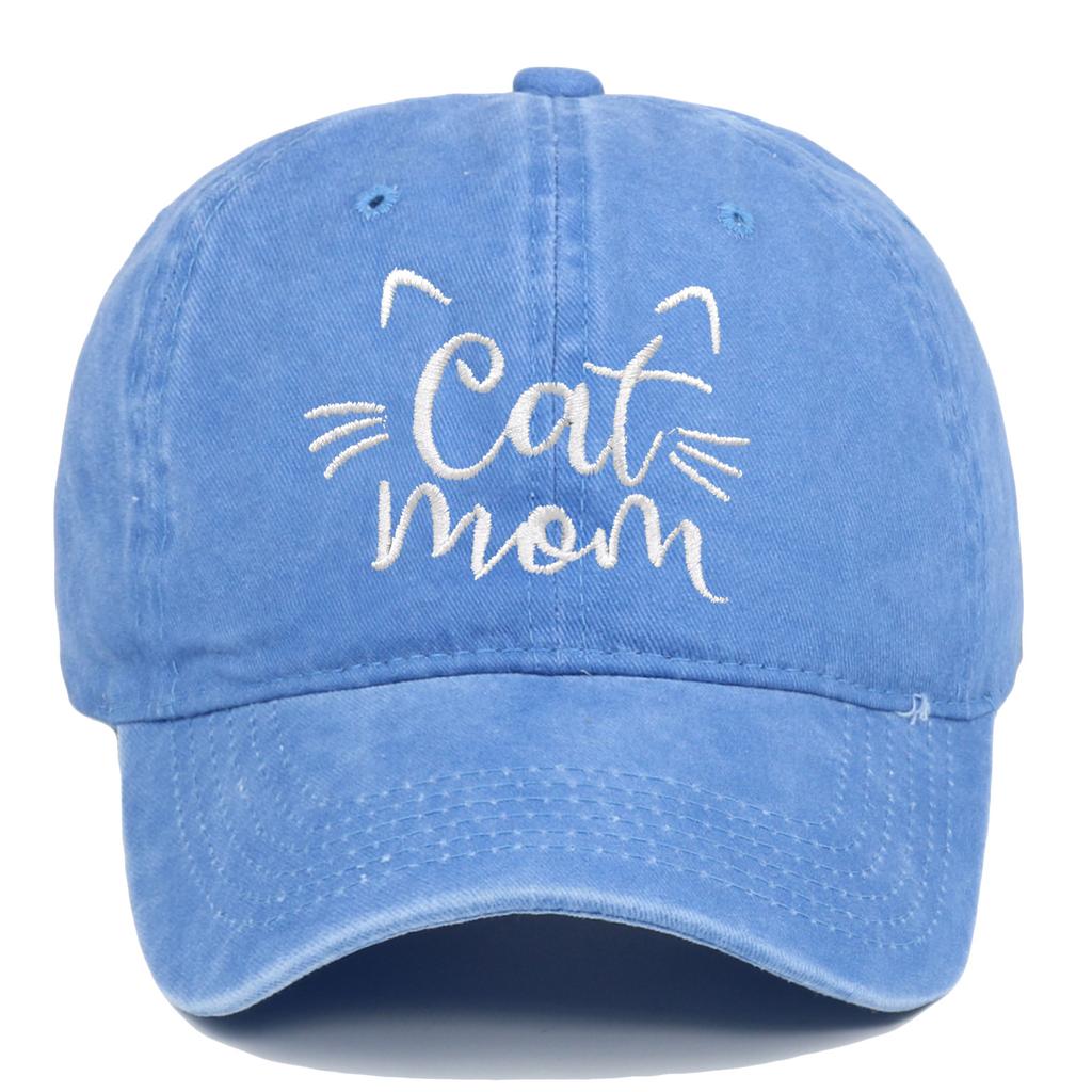 Katzen Mama Vintage Gewaschene Baseballkappe, Niedliche Katzenmotiv Verstellbare Dad Hat, Lässiger Sonnenhut für Katzenliebhaber Frauen Männer