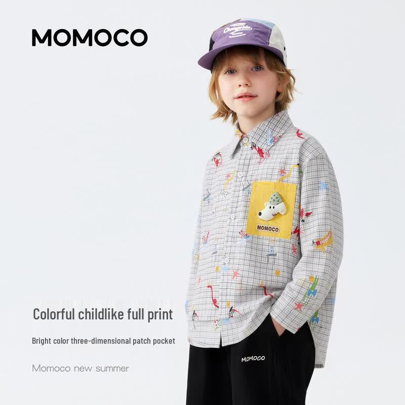 MOMOCO Boys' Fun Plaid Long Sleeve Shirt