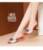 Summer Stiletto Peep Toe Bow Crystal Heel Comfortable Korean Style Women's Shoes