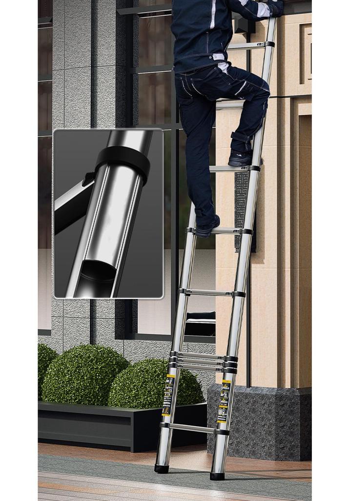 Magdolli Stainless Steel Telescopic A-frame Ladder, Multifunctional Foldable Indoor Aluminum Alloy Stair Ladder