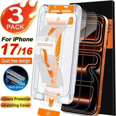Einfache Installation Staubfreier Displayschutz für iPhone 17 Pro Max/17 Pro/17 Air 16 Pro Plus Gehärtetes Glas Kratzfeste Folien