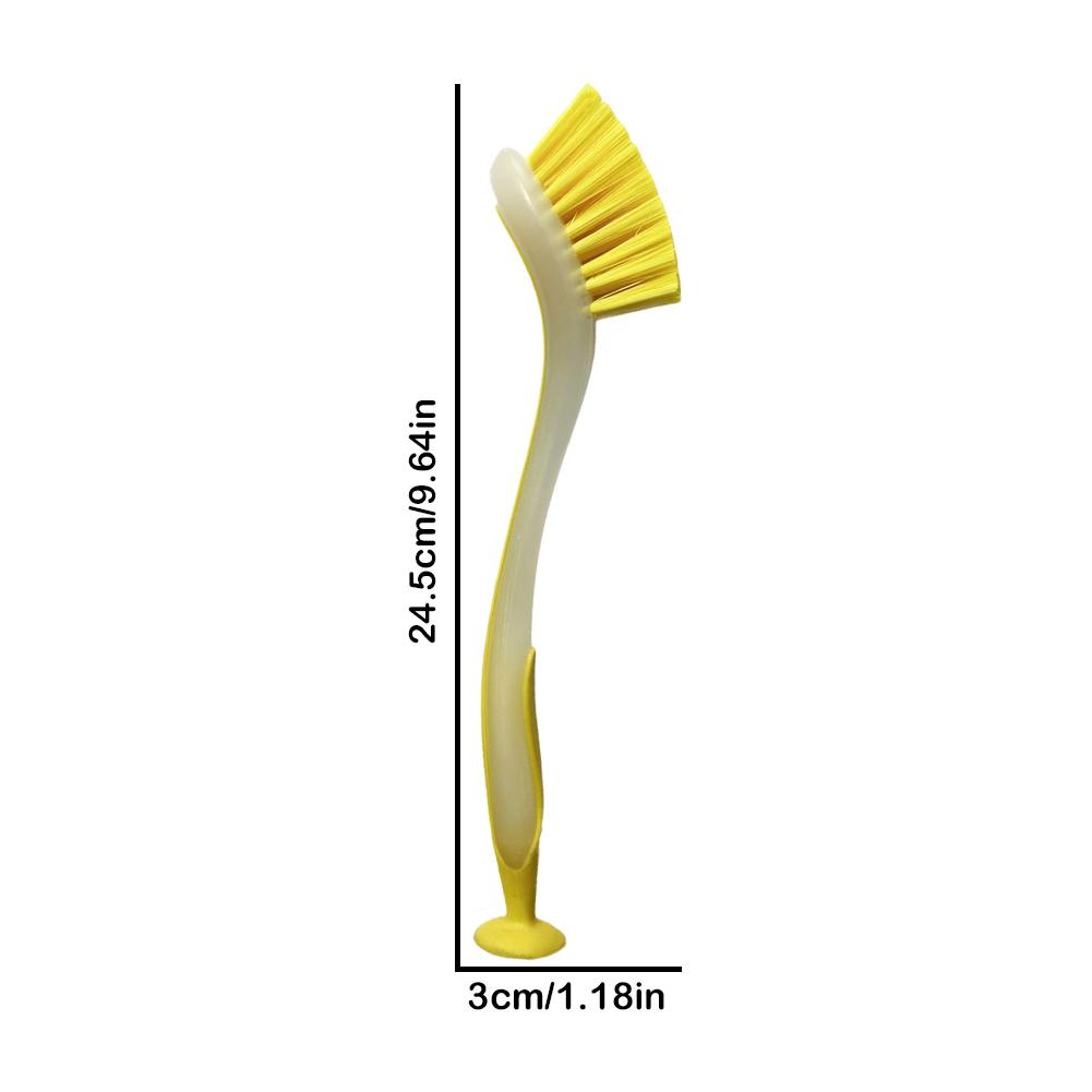 Brosse de Nettoyage de Casserole Verticale Multifonction Cuisine Type Ventouse Nettoyage d'Évier Brosse à Récurer Manche Long