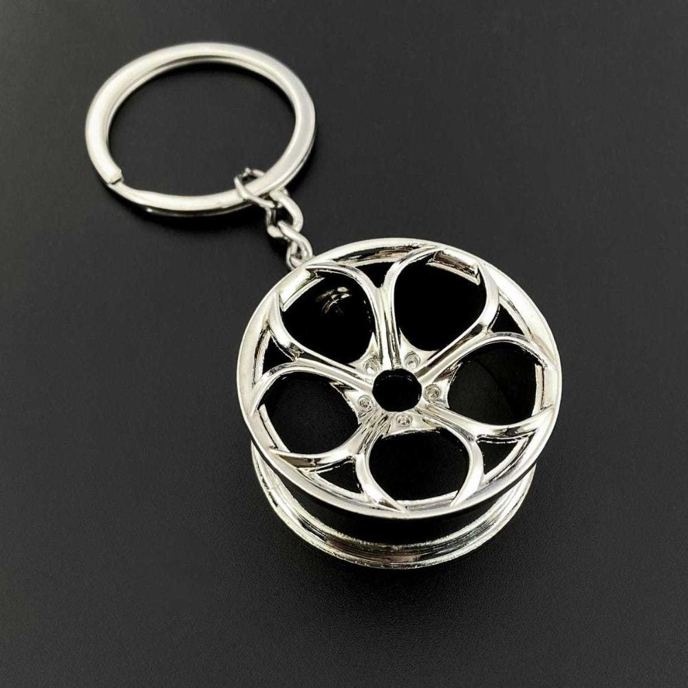 2Pcs Car Modification Wheel Keychain Pendant Wulian Wheel Hub Keyring Alloy Accessories Key Ring Metal Key Chains Creative Gift