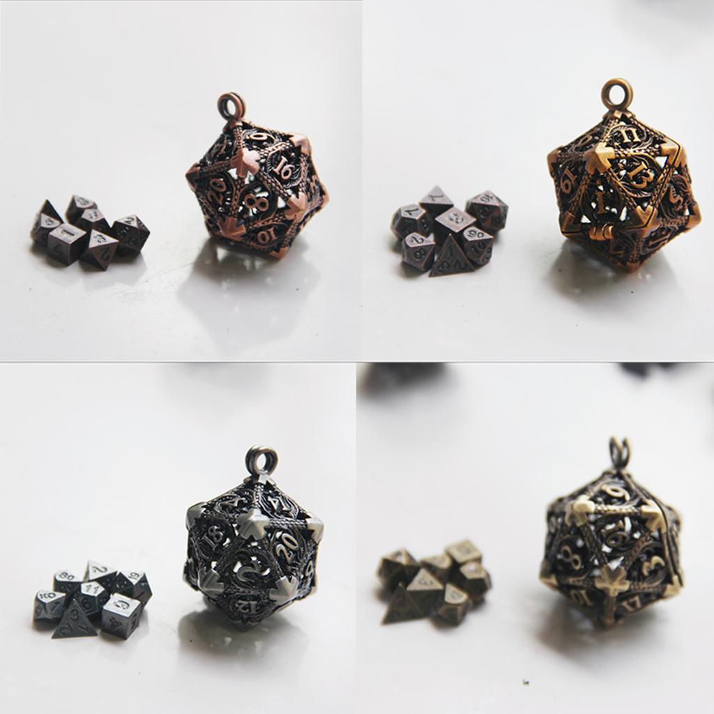 Dragon Dice Pendant Keychain Tiny Metal Dices Jewelry Set Mini Polyhedral Dices Keyring Jewelry for Fashion Enthusiasts