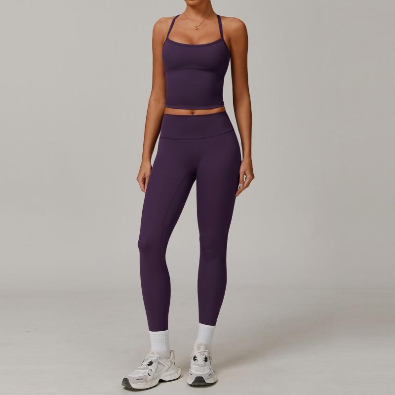 Womens Quick Dry Stretchy Yoga Set Workout Running Sport Outfit