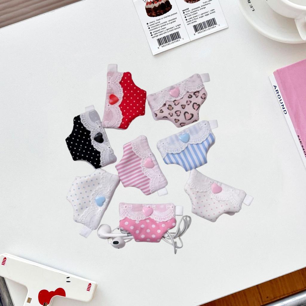 INS Korean-style Cable Organizer Cute Cartoon Mini Underwear-shaped Hair Organizer Fabric Creative Wired Earphone Storage Case